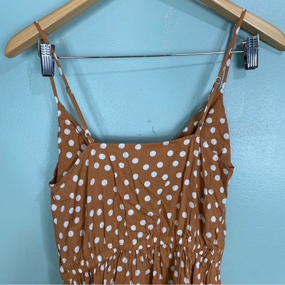 L’agence Cowl‎ Neck Midi Dress Polka Dot Tan & White Sz XS - Picture 5 of 5